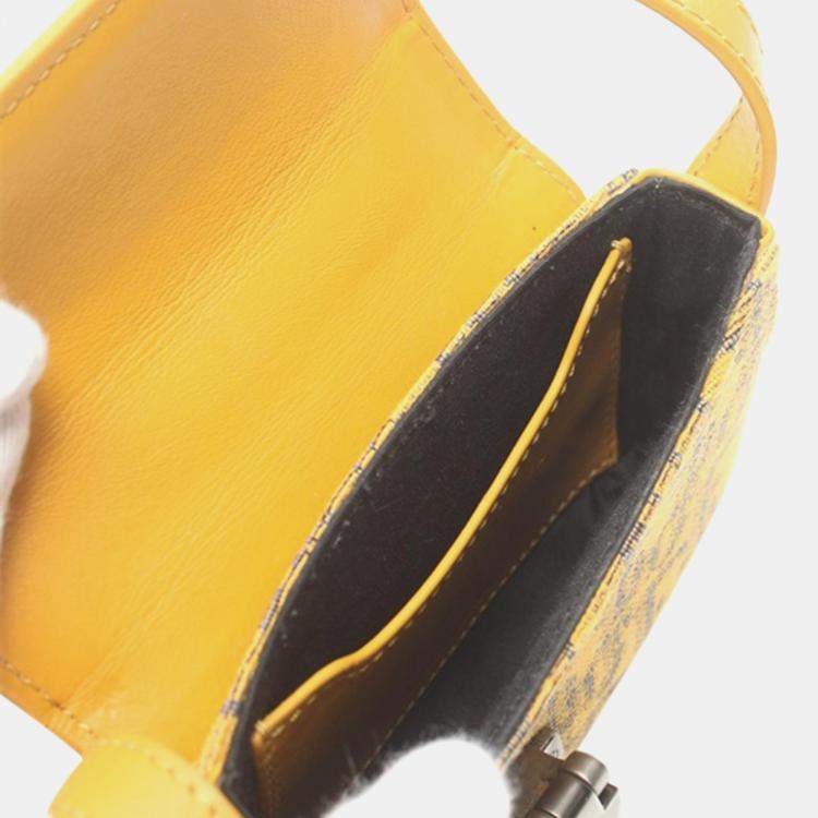 Pre Owned Dior Yellow Nano Oblique Lock Pouch Crossbody