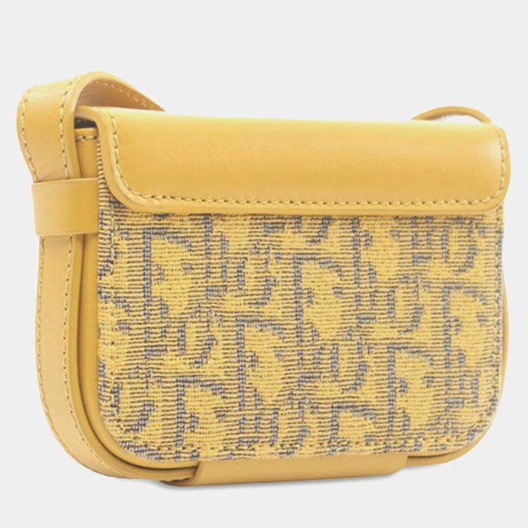 Pre Owned Dior Yellow Nano Oblique Lock Pouch Crossbody