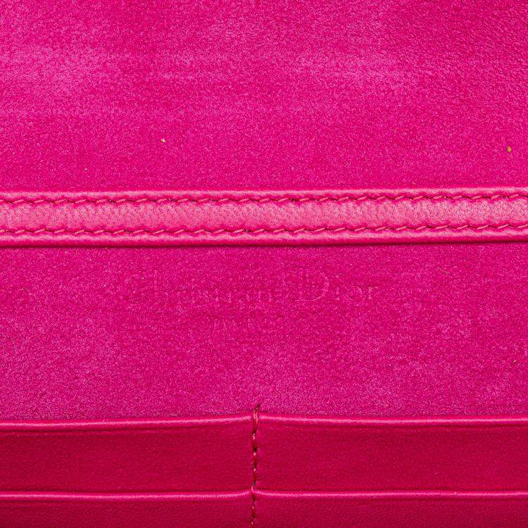 Pre Owned Dior Pink Lambskin Cannage DiorAddict Wallet on Chain