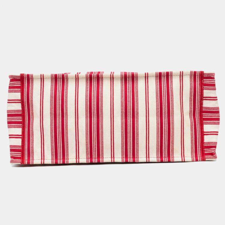 Pre Owned Dior Red Large Striped Book Tote