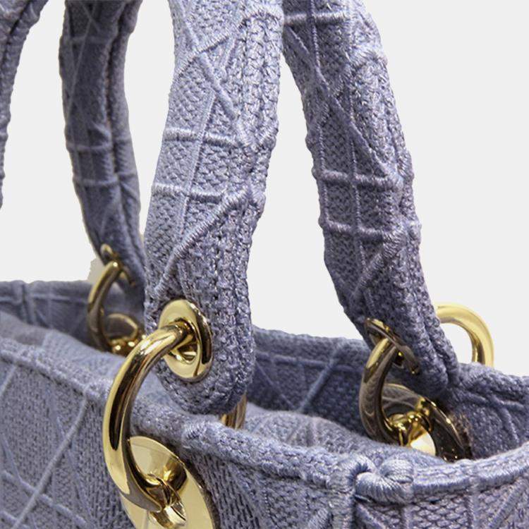 Pre Owned Dior Purple Medium Canvas Cannage Lady D Lite