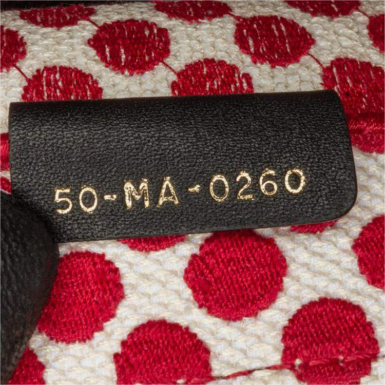 Pre Owned Dior Red DiorAmour Medium Embroidered Canvas Dots Book Tote