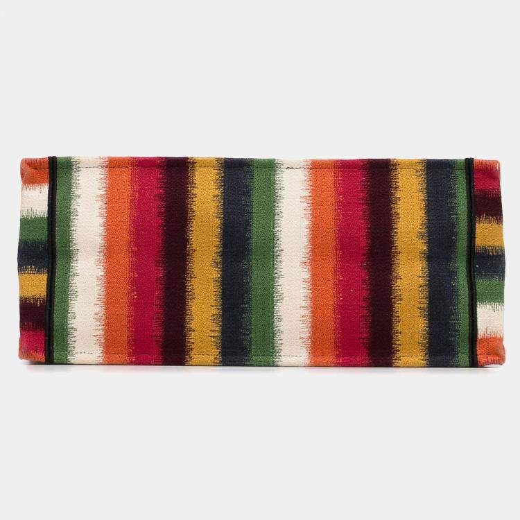 Pre Owned Dior Yellow Large Striped Book Tote