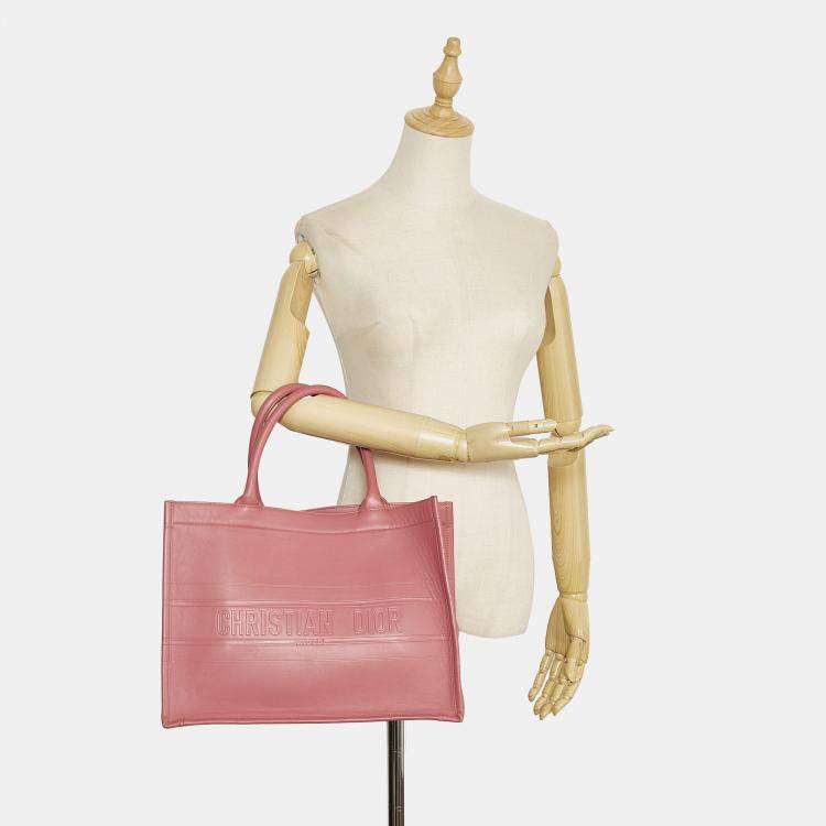 Pre Owned Dior Pink Medium Embossed Book Tote