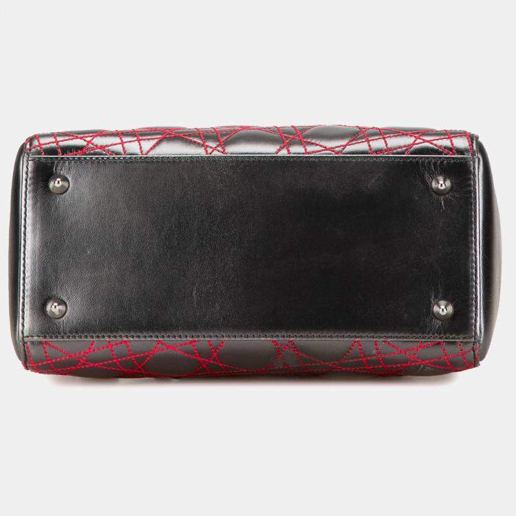 Pre Owned Anselm Reyle Medium Metallic Lambskin Cannage Lady Dior