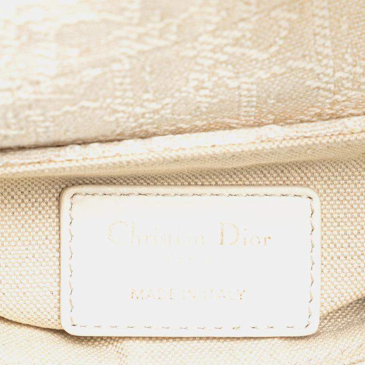 Pre Owned Dior White Mini Oblique Canvas Saddle Bag