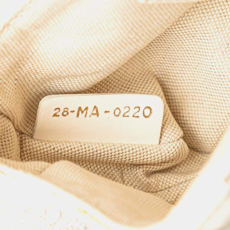 Pre Owned Dior White Mini Oblique Canvas Saddle Bag