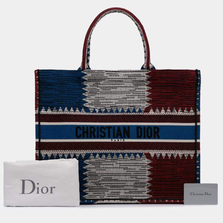 Pre Owned Dior Blue Large French Flag Book Tote
