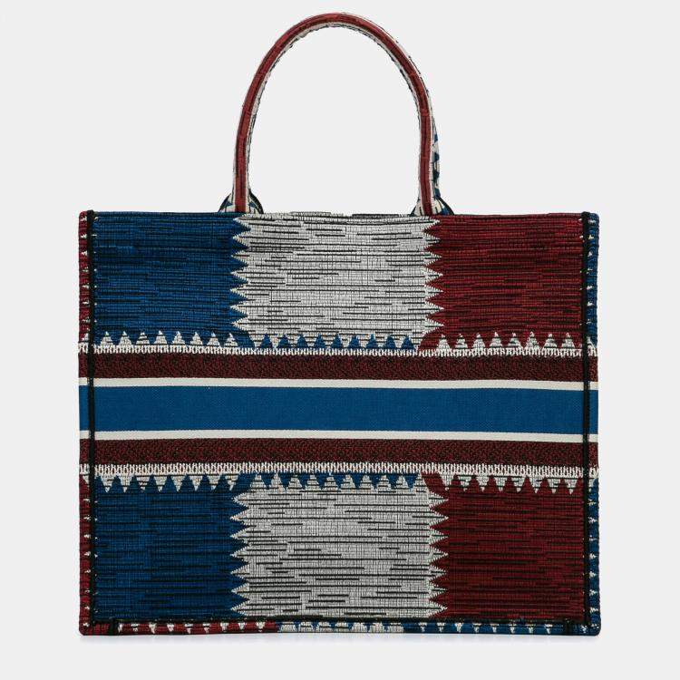 Pre Owned Dior Blue Large French Flag Book Tote