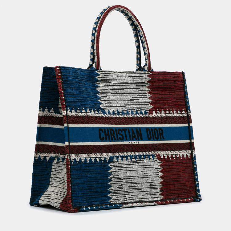 Pre Owned Dior Blue Large French Flag Book Tote