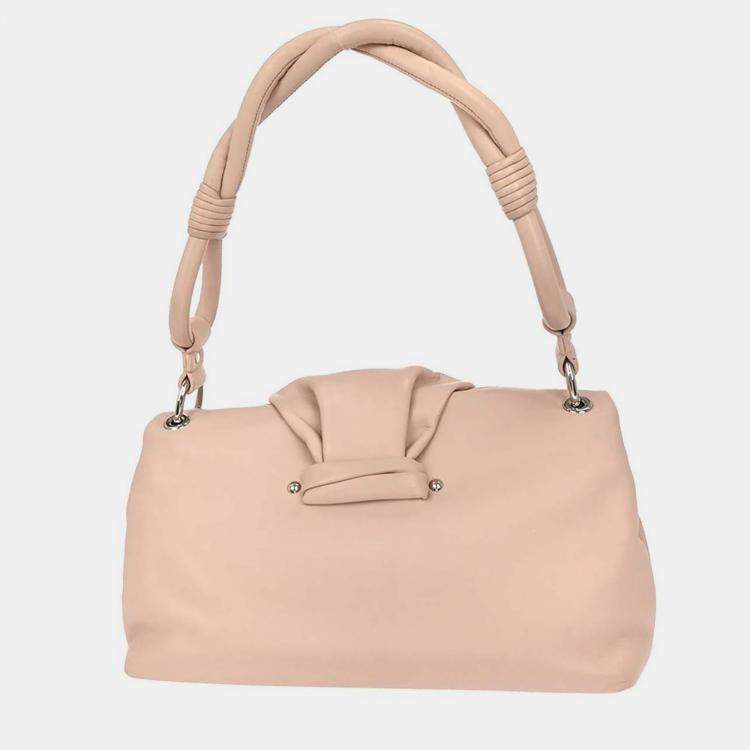 Pre Owned Dior Demi Lune Pink Leather Shoulder Bag