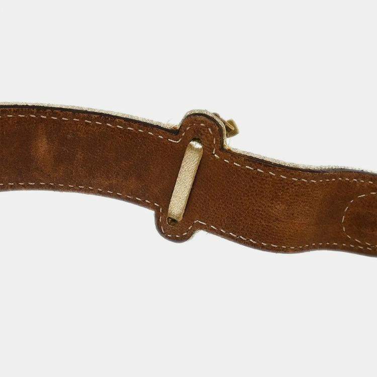 Pre Owned Christian Dior Gold Brown Saddle Handbag