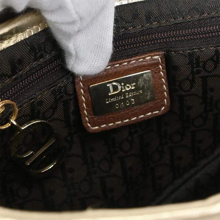 Pre Owned Christian Dior Gold Brown Saddle Handbag
