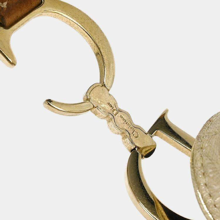 Pre Owned Christian Dior Gold Brown Saddle Handbag