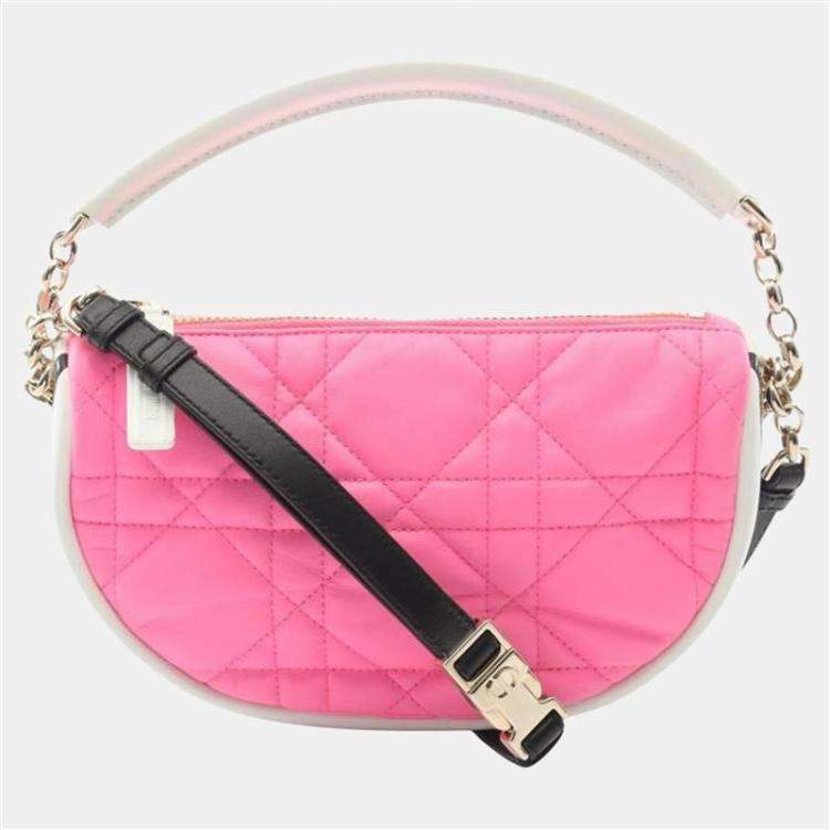 Pre Owned Dior Vibe Pink/White Leather Hobo Bag