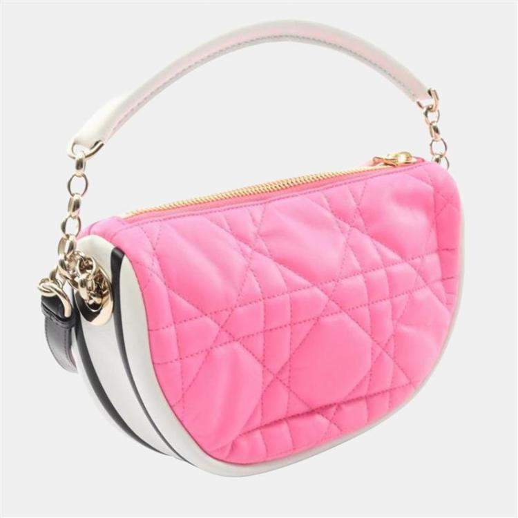 Pre Owned Dior Vibe Pink/White Leather Hobo Bag