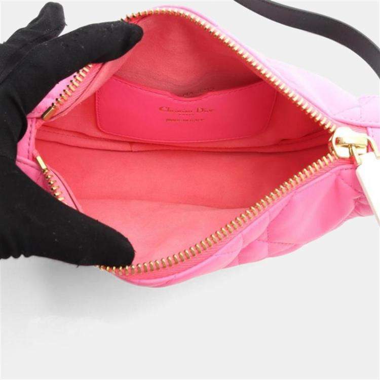 Pre Owned Dior Vibe Pink/White Leather Hobo Bag
