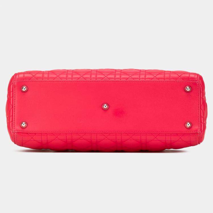 Pre Owned Dior Pink Large Lambskin Cannage Lady Dior