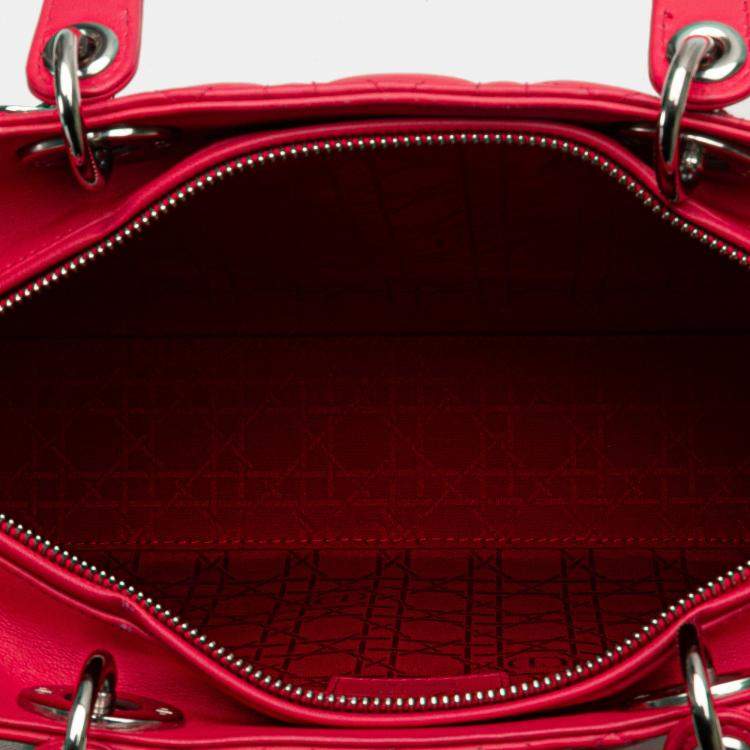 Pre Owned Dior Pink Large Lambskin Cannage Lady Dior