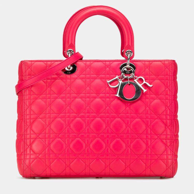 Pre Owned Dior Pink Large Lambskin Cannage Lady Dior