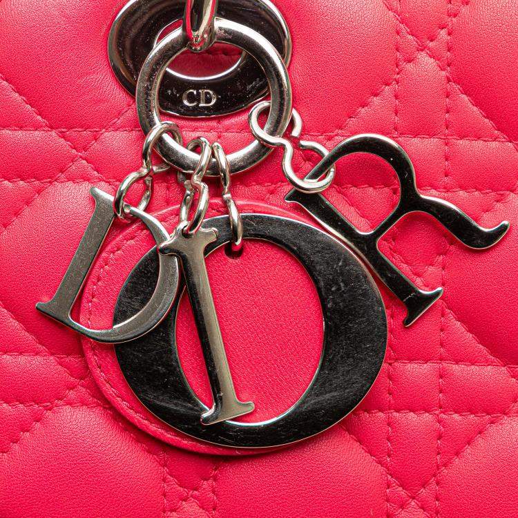 Pre Owned Dior Pink Large Lambskin Cannage Lady Dior
