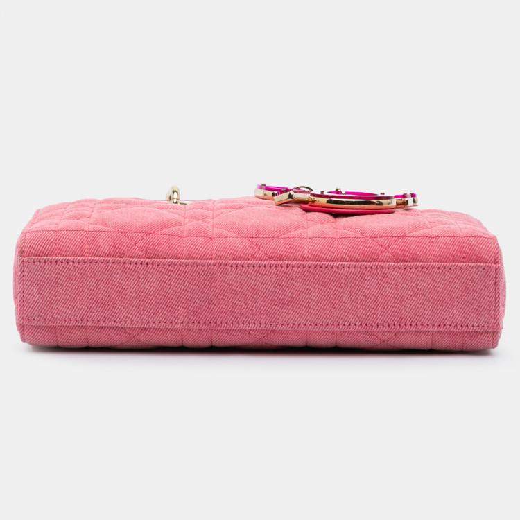 Pre Owned Dior Pink Medium Denim Macrocannage Lady D Joy