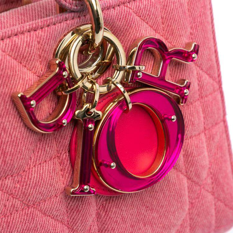 Pre Owned Dior Pink Medium Denim Macrocannage Lady D Joy