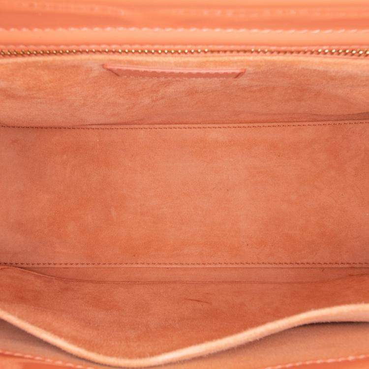 Pre Owned Dior Orange Medium Patent Cannage Lady Dior