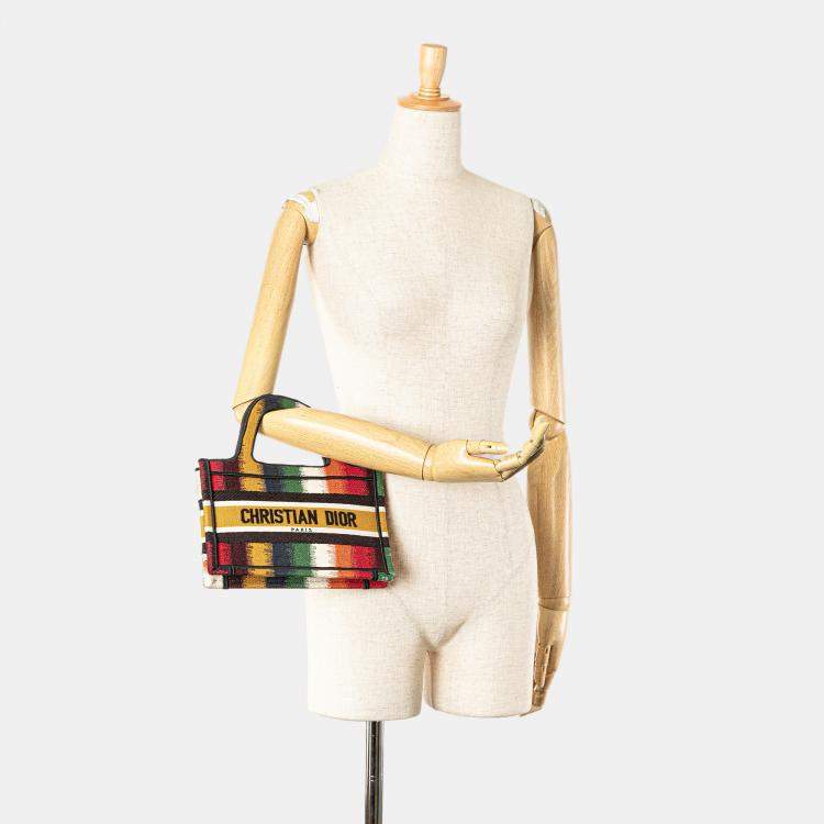 Pre Owned Dior Yellow Mini D Stripes Book Tote