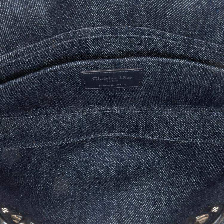 Pre Owned Dior Blue Medium Denim Cannage Eyelet Lady D Joy