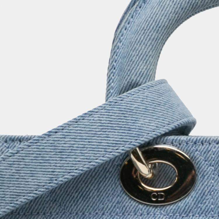 Pre Owned Dior Blue Medium Denim Cannage Lady D Joy