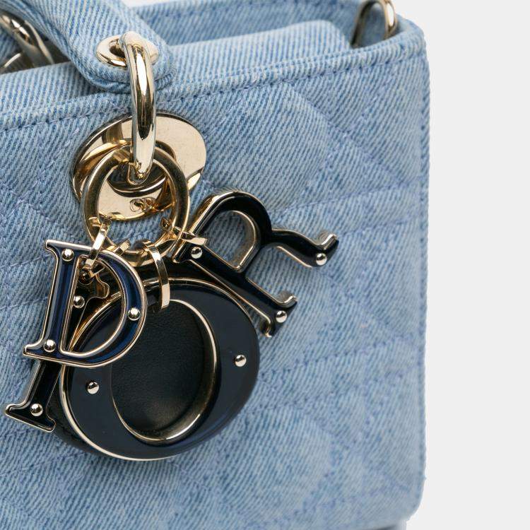 Pre Owned Dior Blue Medium Denim Cannage Lady D Joy