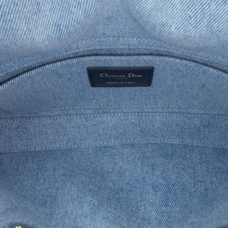 Pre Owned Dior Blue Medium Denim Cannage Lady D Joy