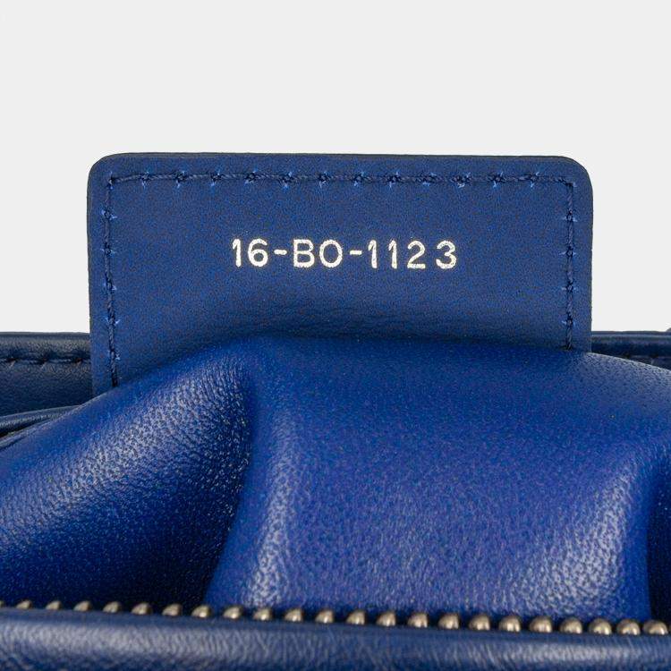 Pre Owned Dior Blue Medium Ultra Matte Calfskin Cannage Embossed Lady Dior