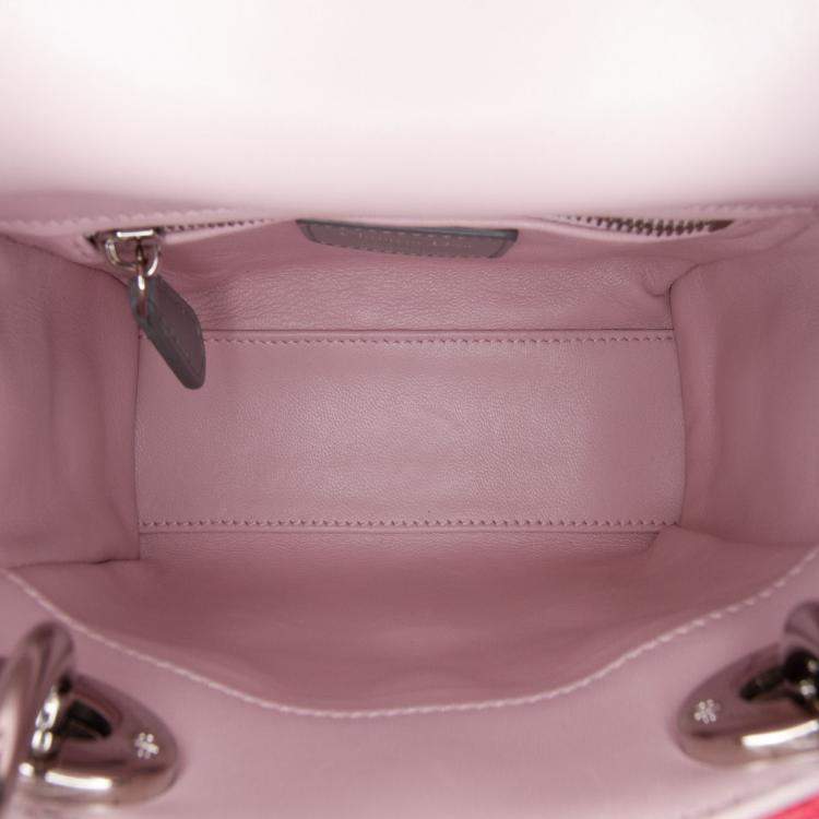 Pre Owned Dior Pink Mini Tricolor Lambskin Cannage Lady Dior