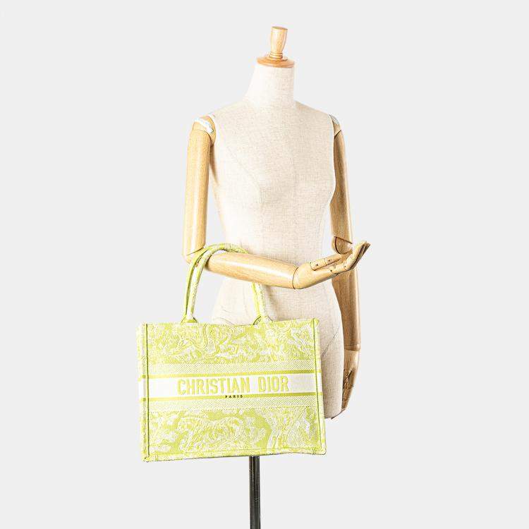 Pre Owned Dior Green Medium Canvas Embroidered Dioriviera Toile De Jouy Book Tote