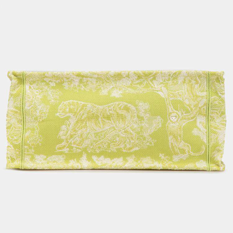Pre Owned Dior Green Medium Canvas Embroidered Dioriviera Toile De Jouy Book Tote