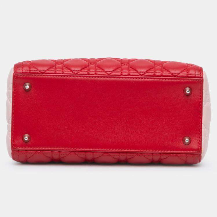 Pre Owned Dior Multicolor Medium Tricolor Lambskin Cannage Lady Dior