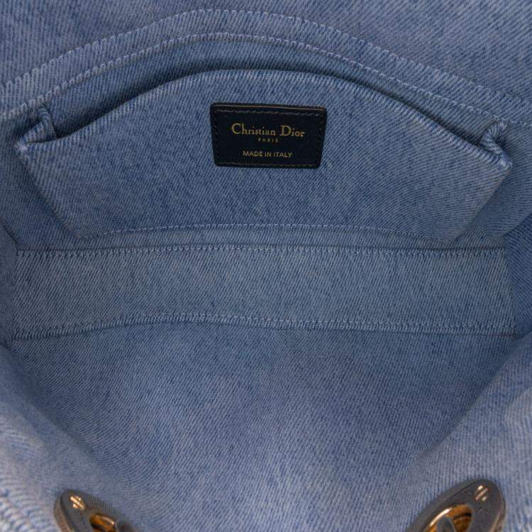 Pre Owned Dior Blue Small Denim Macrocannage Lady D Joy