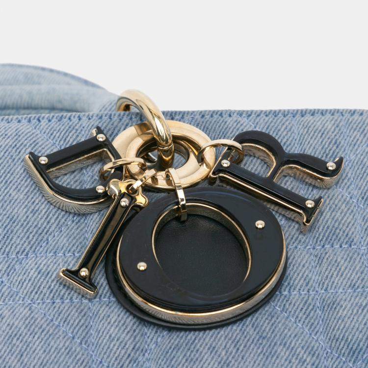 Pre Owned Dior Blue Small Denim Macrocannage Lady D Joy