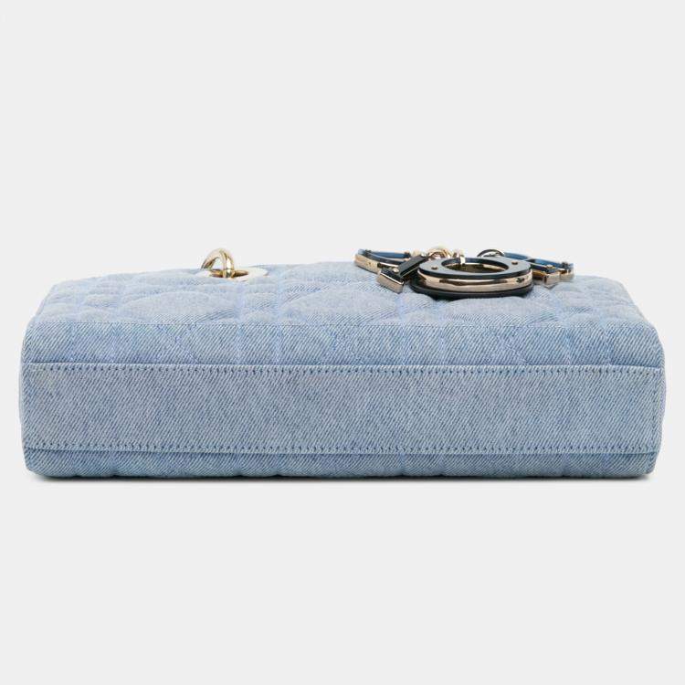 Pre Owned Dior Blue Small Denim Macrocannage Lady D Joy