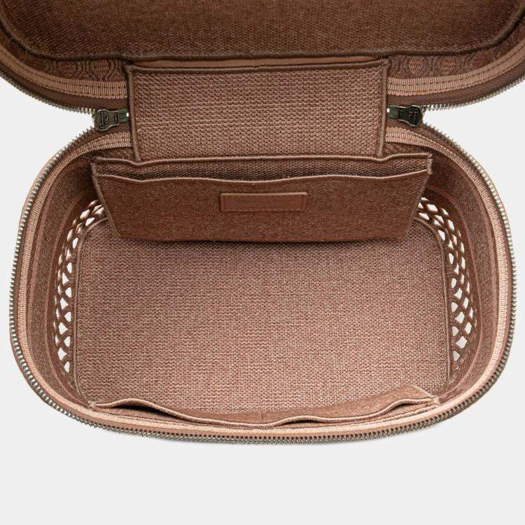 Pre Owned Dior Pink Mesh Embroidered Diortravel Vanity Case