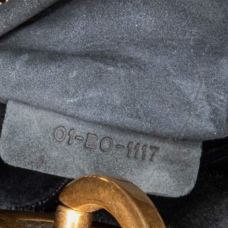 Pre Owned Dior Blue Mini Denim Cannage Studded Supple Lady Dior