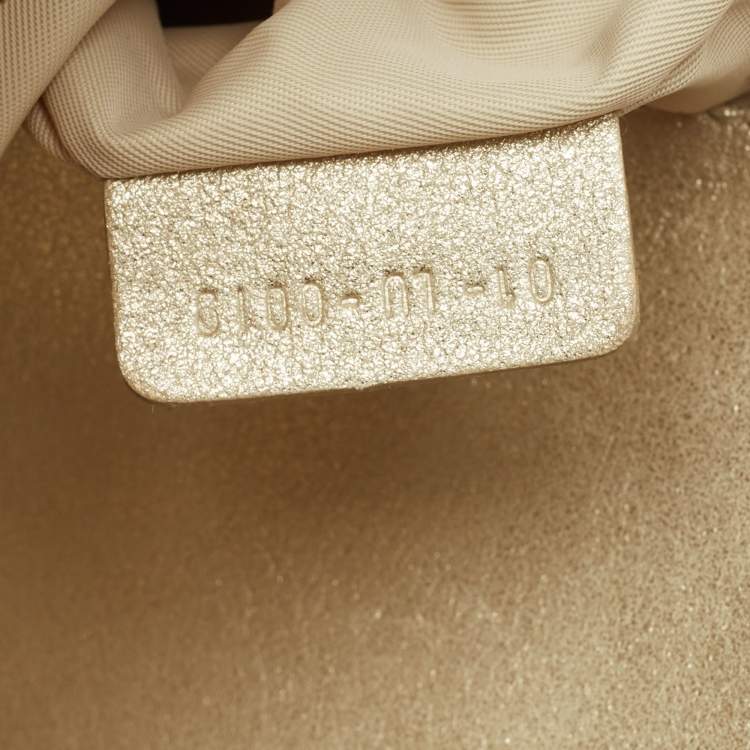 Pre Owned Dior Gold Shimmer Leather Chain Pochette Bag
