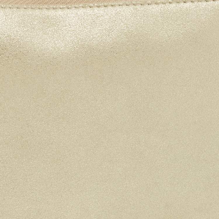 Pre Owned Dior Gold Shimmer Leather Chain Pochette Bag