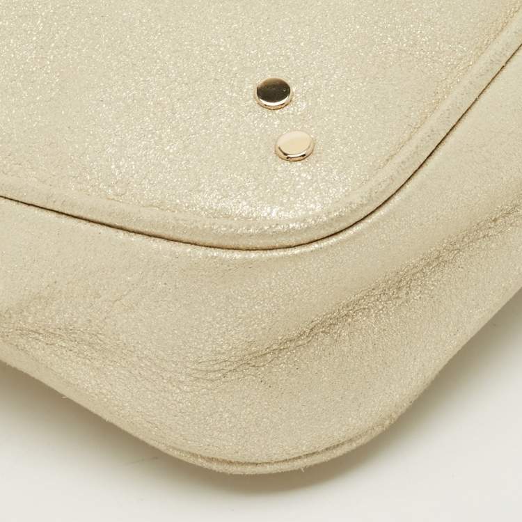 Pre Owned Dior Gold Shimmer Leather Chain Pochette Bag