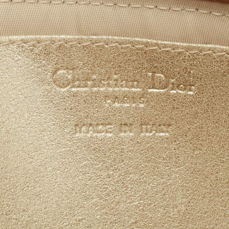 Pre Owned Dior Gold Shimmer Leather Chain Pochette Bag