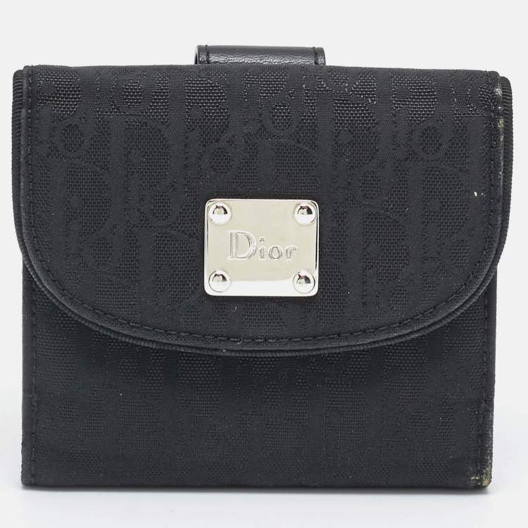 Pre Owned Dior Black Oblique Nylon French Wallet