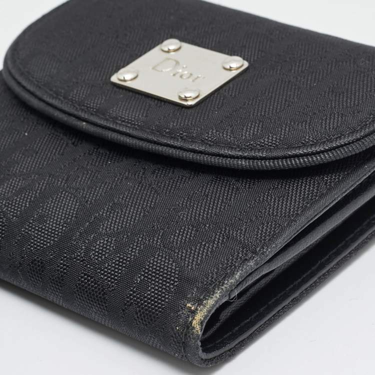 Pre Owned Dior Black Oblique Nylon French Wallet