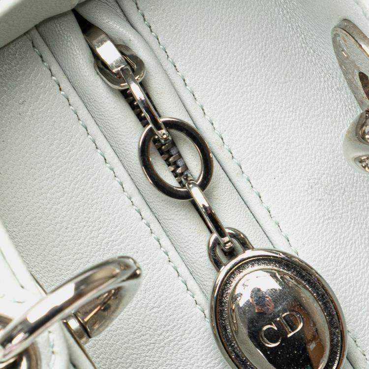 Pre Owned Dior White Medium Calfskin Embroidered Flower Lady Dior